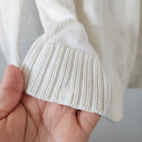 Lululemon Easy Embrace Wrap Open Front Cotton Knit Longline Cardigan White M/L - Picture 11 of 15